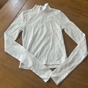 NWT AEO White Ribbed Mockneck Longsleeve Top